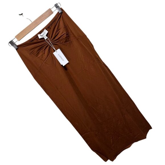 L* Space Revolve Size M Skirt “It's A Date” Brown Midi Side Slit Stretchy‎ NWT - Picture 4 of 14